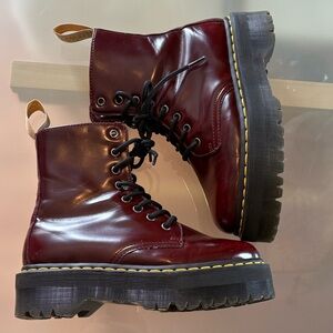 Dr. Martens Vegan Jadon II Women's Lace-Up Platform Boots - Burgundy